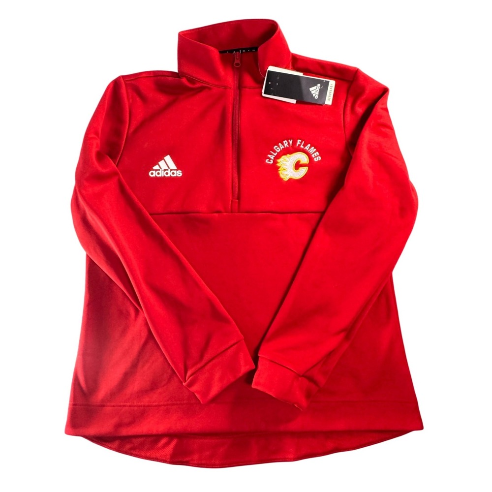 Calgary Flames NHL Adidas Aeroready 1/4 Zip Pullover Red Mens Large FT3334